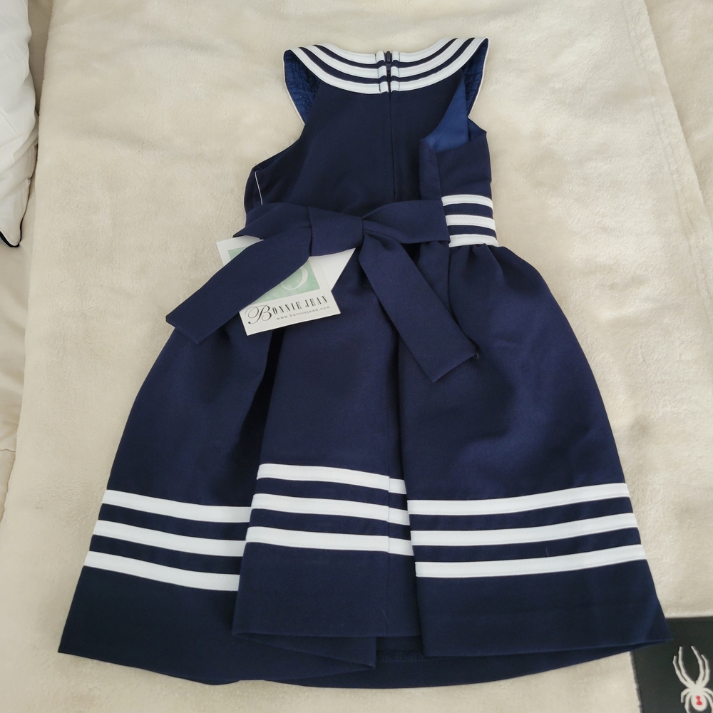 Bonnie Jean Navy and White Striped Dress - Picture 3 of 3